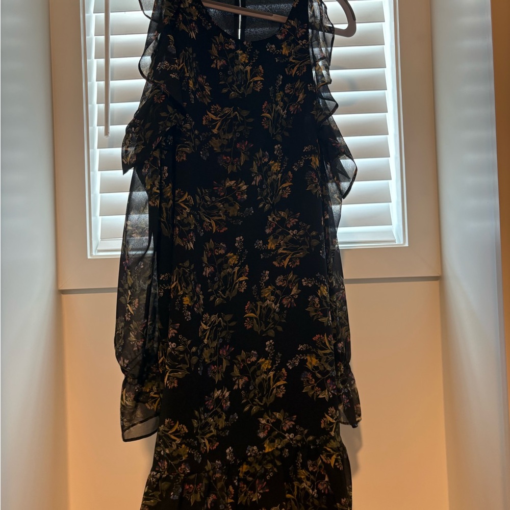 BCBGeneration Black Floral Asymmetrical Dress